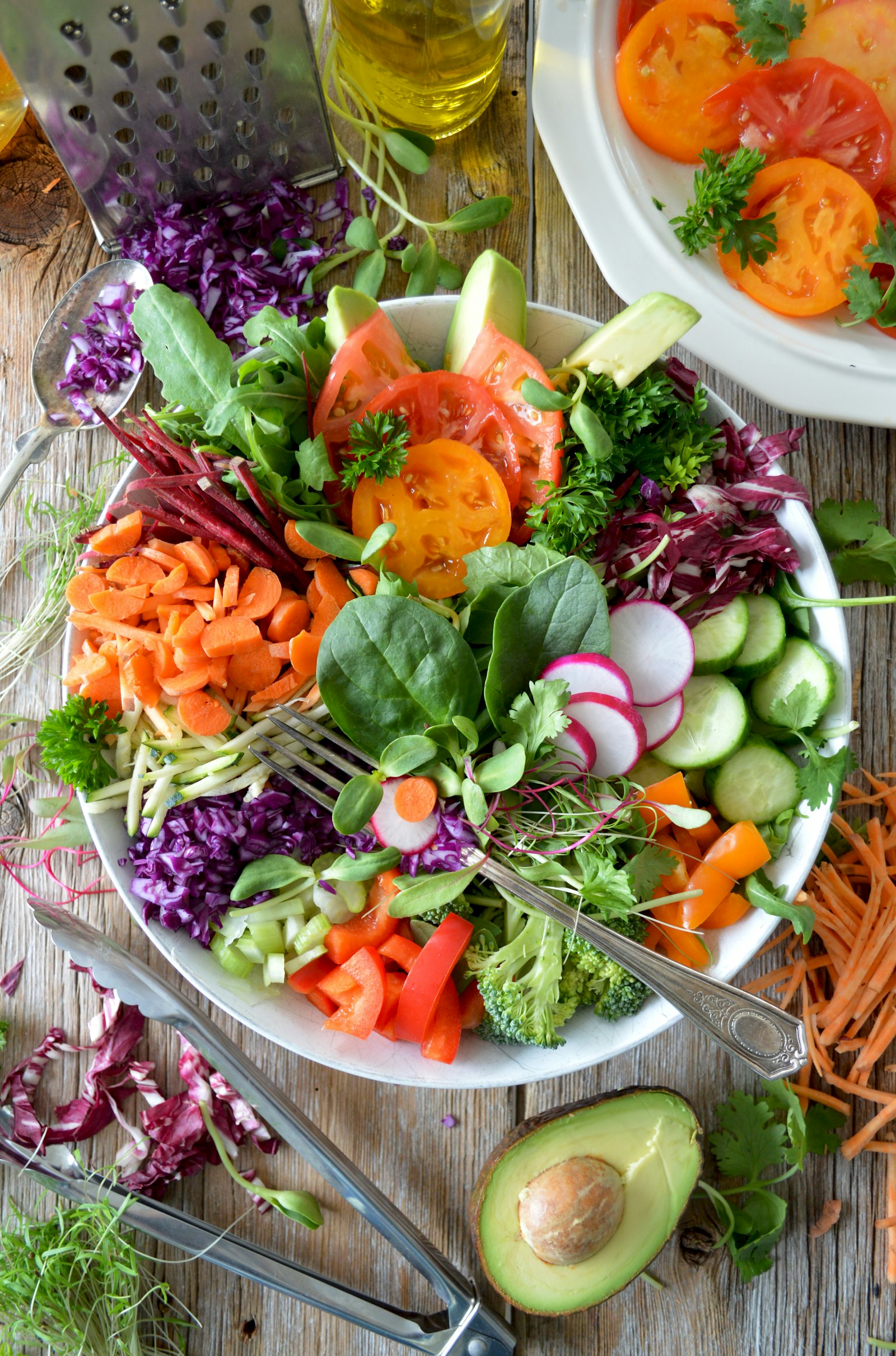 A vibrant bowl topped with fresh microgreens