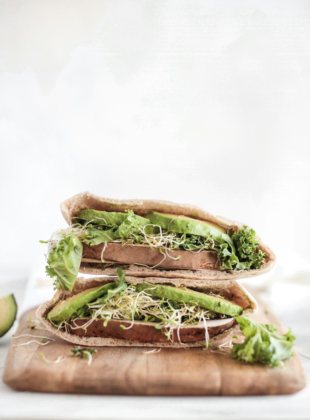 Sandwich layered with microgreens